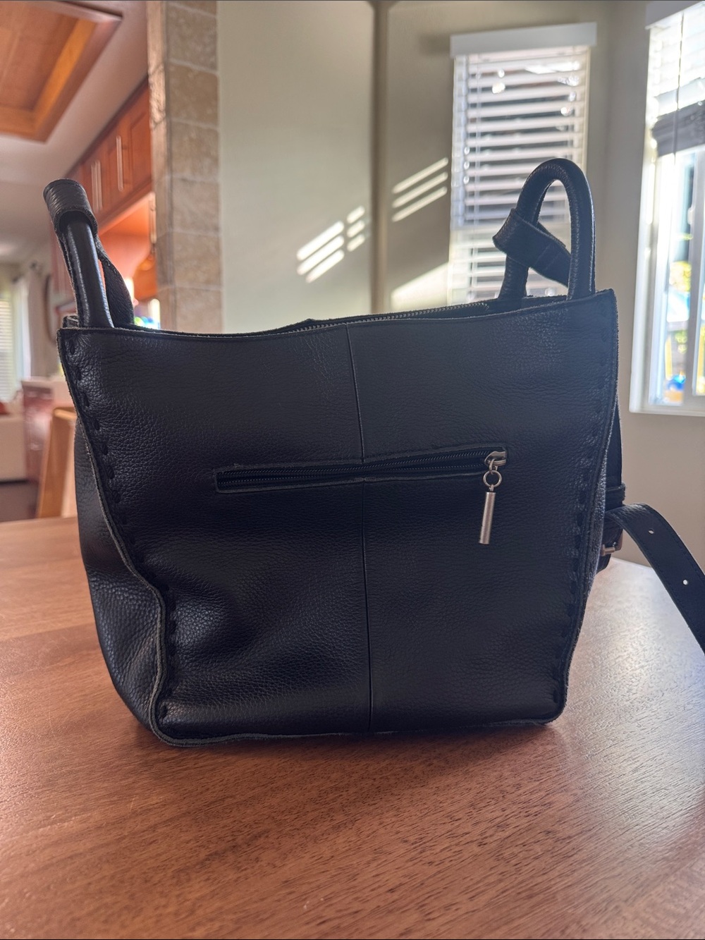 The Sak Black Genuine Leather Shoulder Bag - Classic Everyday Tote
